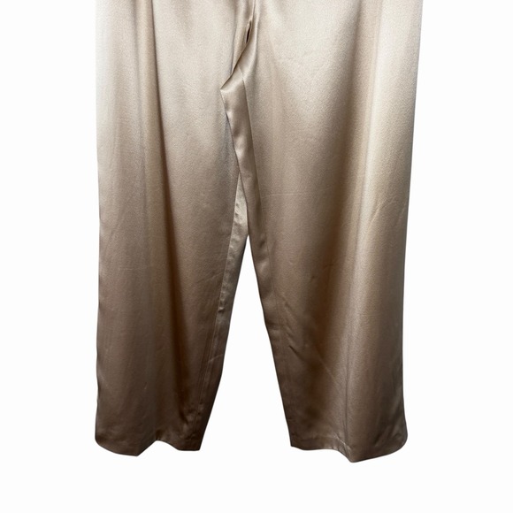 Bloomingdale's Womens 100% Silk Satin Pants 18W Champagne Quiet Luxury Pull On - Picture 11 of 13